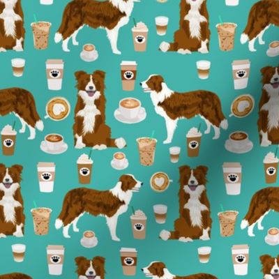 Border Collie  coffee cafe dog fabric pet dog breeds collies turquoise