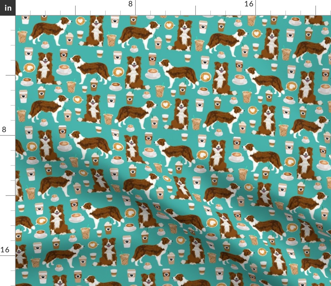 Border Collie  coffee cafe dog fabric pet dog breeds collies turquoise