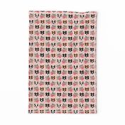 Border Collie floral bouquet dog fabric pink