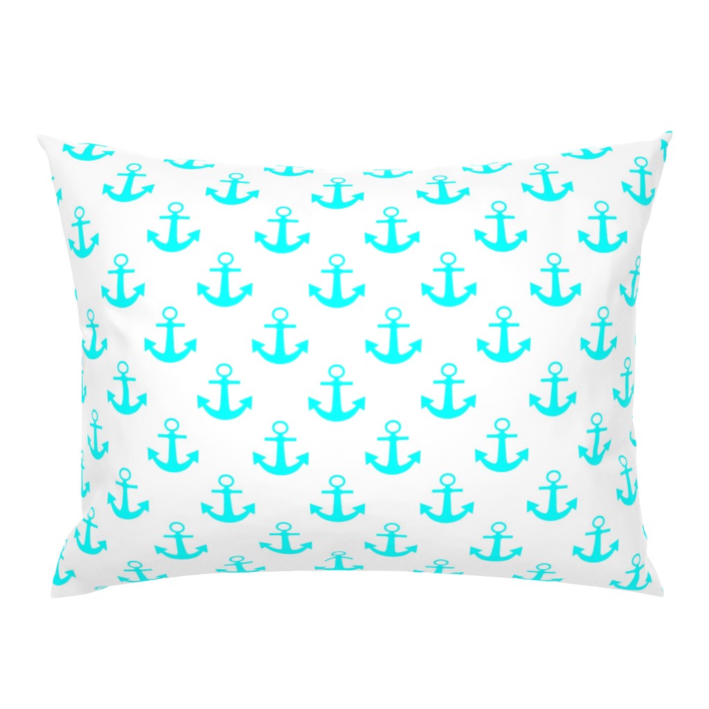 Two Inch Aqua Blue Anchors on White