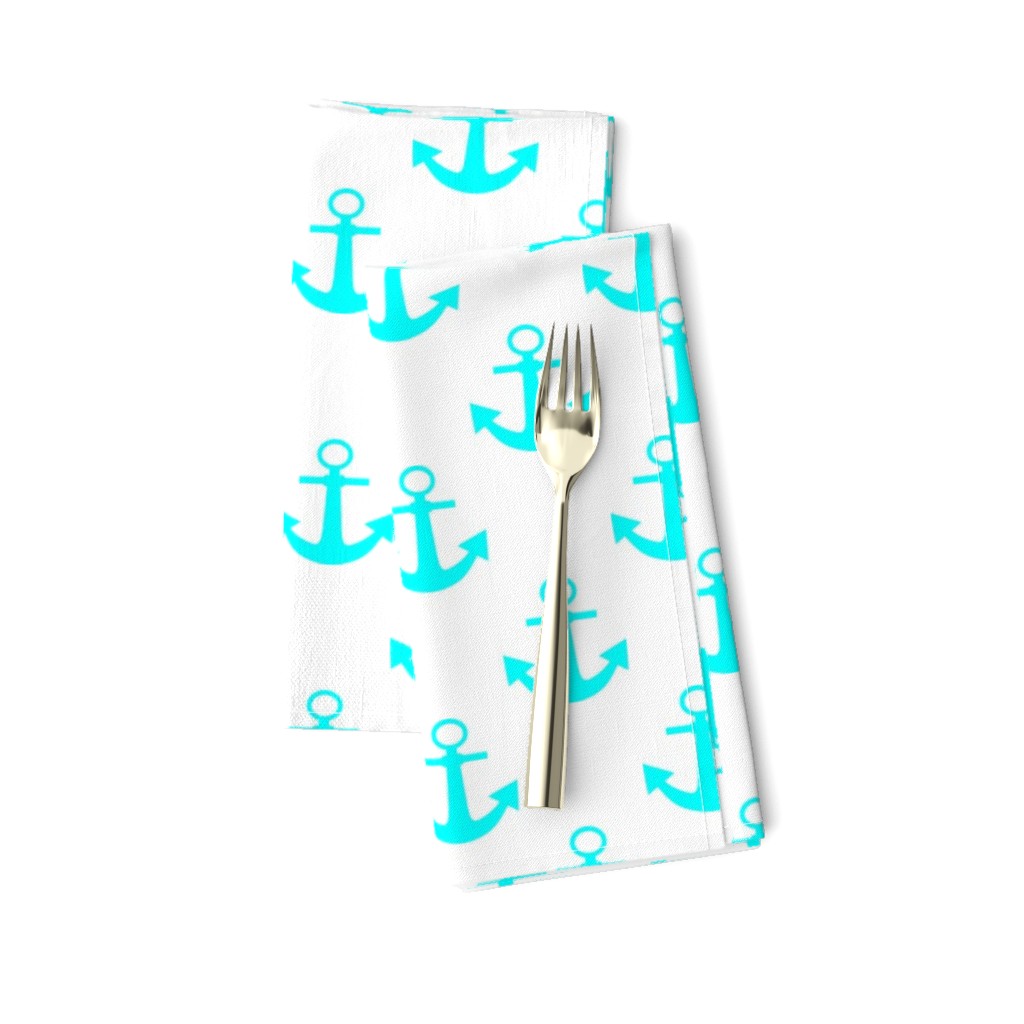 Two Inch Aqua Blue Anchors on White