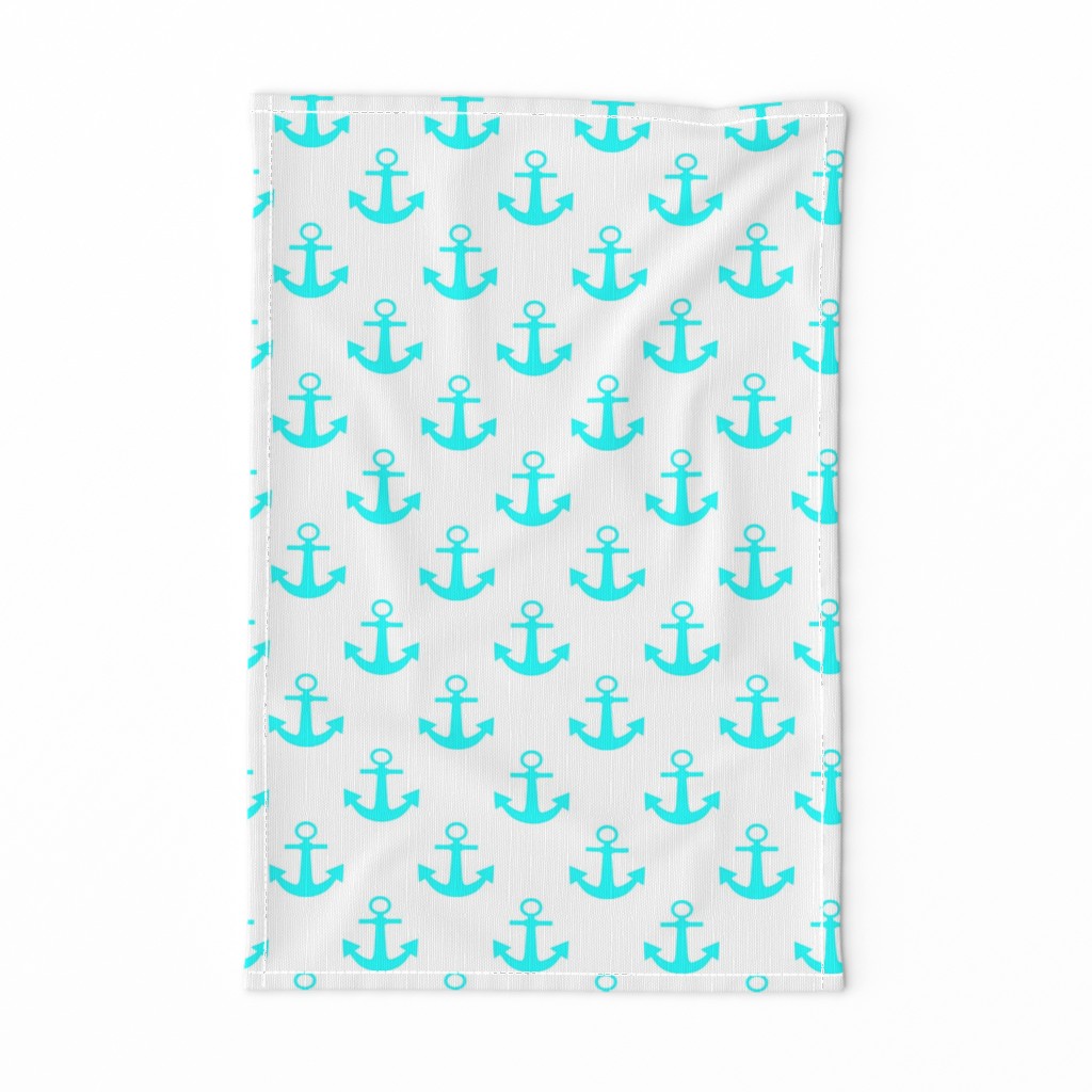 Two Inch Aqua Blue Anchors on White