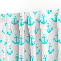 Two Inch Aqua Blue Anchors on White