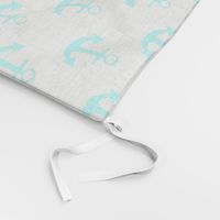 Two Inch Aqua Blue Anchors on White