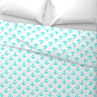 Two Inch Aqua Blue Anchors on White