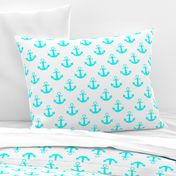 Two Inch Aqua Blue Anchors on White