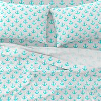Two Inch Aqua Blue Anchors on White
