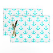 Two Inch Aqua Blue Anchors on White