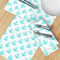 Two Inch Aqua Blue Anchors on White