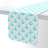 Two Inch Aqua Blue Anchors on White