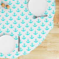 Two Inch Aqua Blue Anchors on White