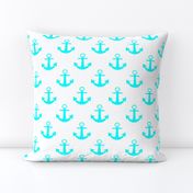 Two Inch Aqua Blue Anchors on White