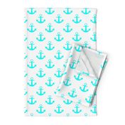 Two Inch Aqua Blue Anchors on White