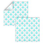 Two Inch Aqua Blue Anchors on White