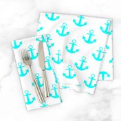 Two Inch Aqua Blue Anchors on White