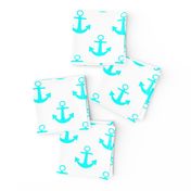 Two Inch Aqua Blue Anchors on White