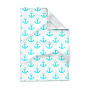 Two Inch Aqua Blue Anchors on White