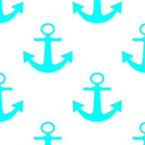 Two Inch Aqua Blue Anchors on White