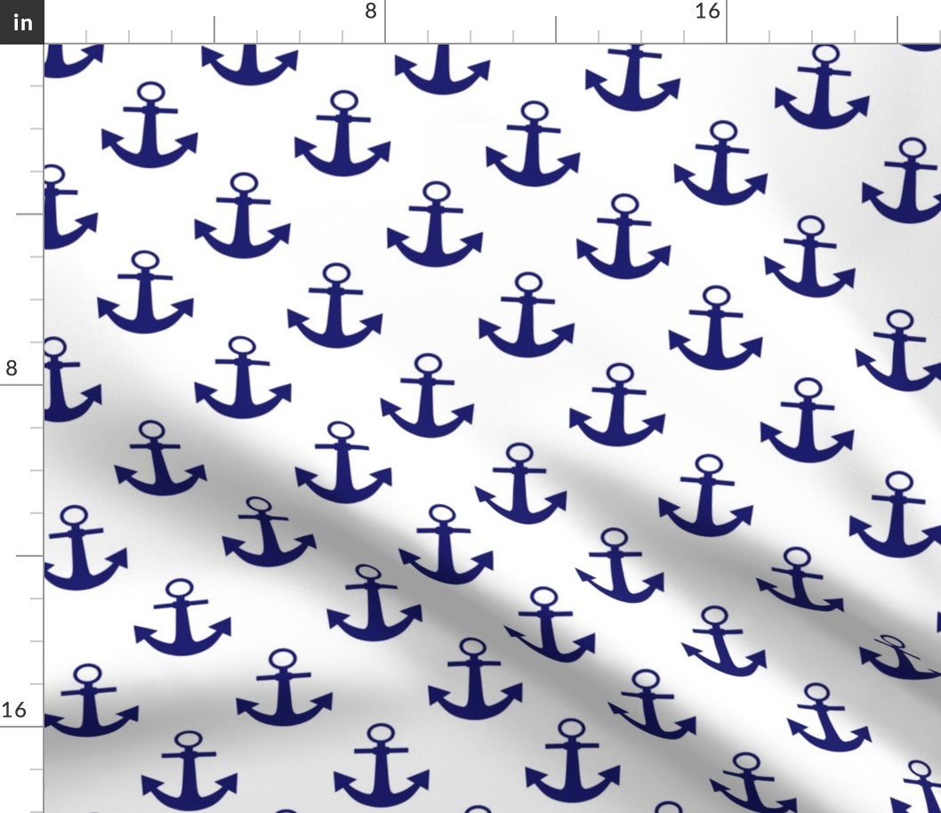 Two Inch Midnight Blue Anchors on White