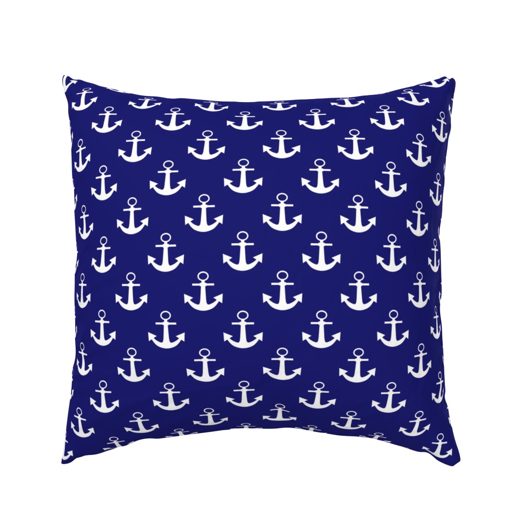 Two Inch White Anchors on Midnight Blue