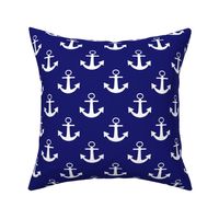 Two Inch White Anchors on Midnight Blue