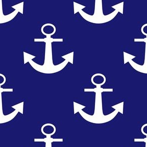 Two Inch White Anchors on Midnight Blue