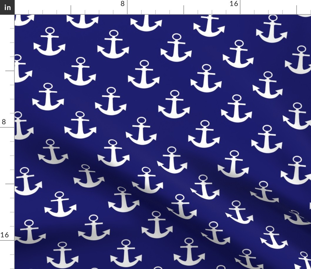 Two Inch White Anchors on Midnight Blue