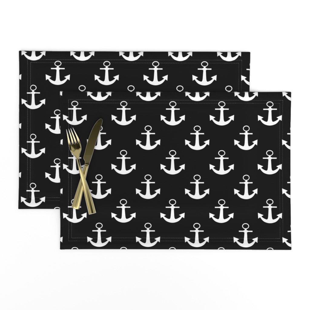 Two Inch White Anchors on Black