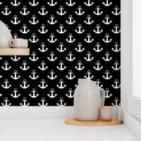 Two Inch White Anchors on Black