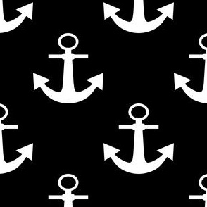 Two Inch White Anchors on Black