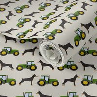 Doberman Pinscher tractor farm fabric dog breeds natural