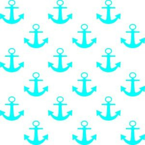 One Inch Aqua Blue Anchors on White