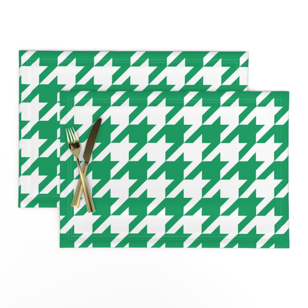 Three Inch Shamrock Green and White Houndstooth