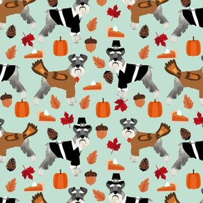 Schnauzer thanksgiving holiday fall autumn dog fabric mint