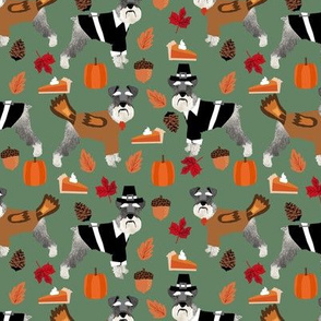 Schnauzer thanksgiving holiday fall autumn dog fabric med green
