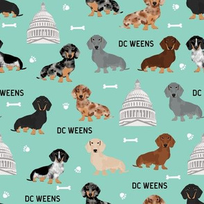 DC capitol dachshund dog breed fabric mint