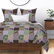 Shenandoah Patchwork - plum, green, mocha - deer and fox