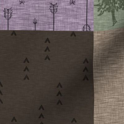 Shenandoah Patchwork - plum, green, mocha - deer and fox