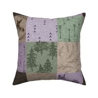 Shenandoah Patchwork - plum, green, mocha - deer and fox