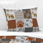 Fox Forest Quilt - Rust, Grey, Tan Linen Texture