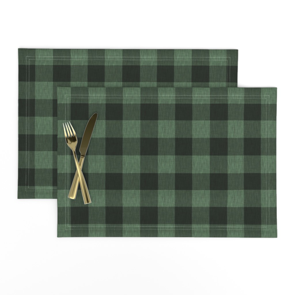 Textured Buffalo Plaid - Dark green and black