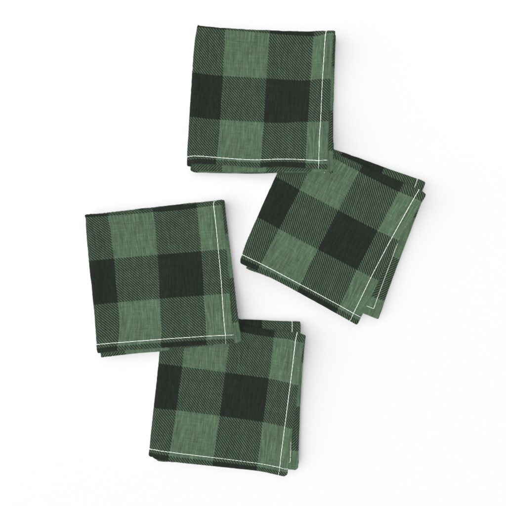 Textured Buffalo Plaid - Dark green and black