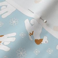 Tiny Wire Fox Terriers - winter snowflakes