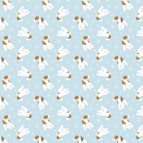 Tiny Wire Fox Terriers - winter snowflakes