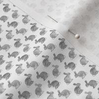 (extra small scale) watercolor bunnies || easter fabric - grey