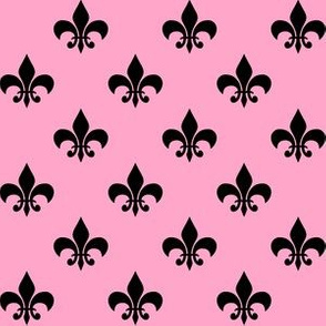 One Inch Black Fleur-de-lis on Carnation Pink