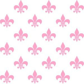 One Inch Carnation Pink Fleur-de-lis on White