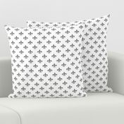 One Inch Medium Gray Fleur-de-lis on White