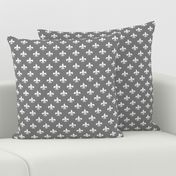 One Inch White Fleur-de-lis on Medium Gray