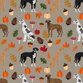 Great Dane fall autumn leaves fabric dog breeds pets dark